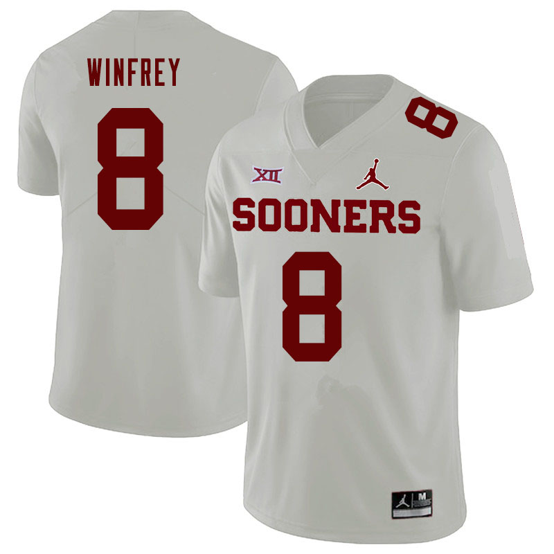 Jordan Brand Men #8 Perrion Winfrey Oklahoma Sooners College Football Jerseys Sale-White